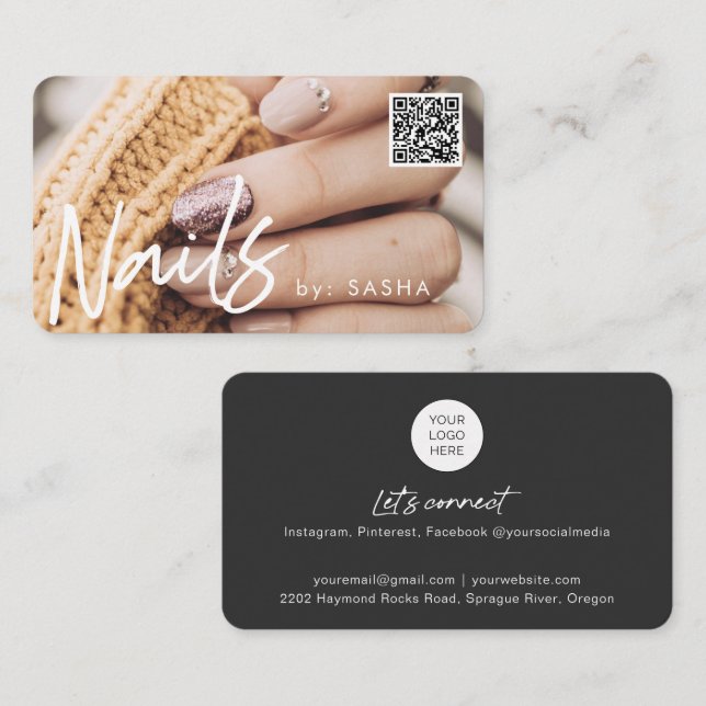 QR code nails photo business cards (Front/Back)