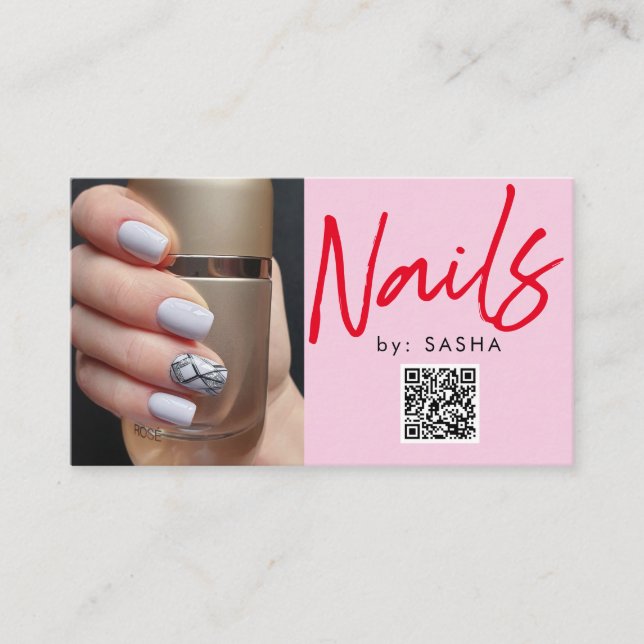 QR code nails photo business cards (Front)