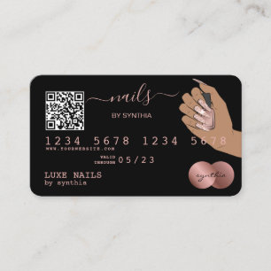 QR code Nails Technician Credit Card Rose Gold