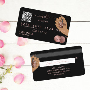 QR code Nails Technician Credit Card Rose Gold