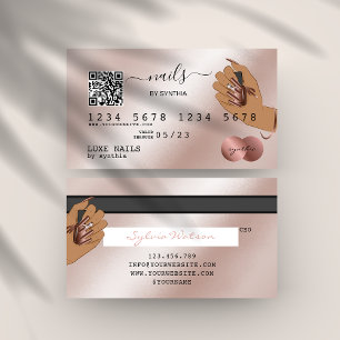 QR code Nails Technician Credit Card Rose Gold