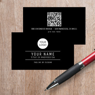 QR Code Name Professional Logo Black Calling Card