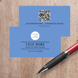 QR Code Name Professional Logo Cornflower Blue Calling Card