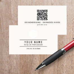 QR Code Name Professional Logo Off White Calling Card