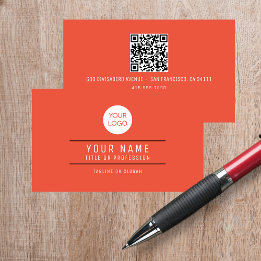QR Code Name Professional Logo Orange Red Calling Card