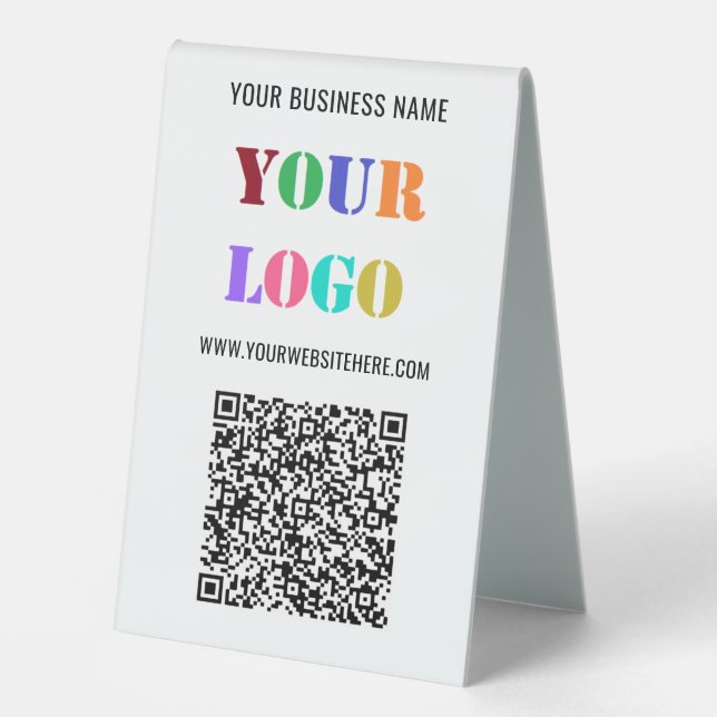 QR Code Name Text Logo Business Table Tent Sign (Front)