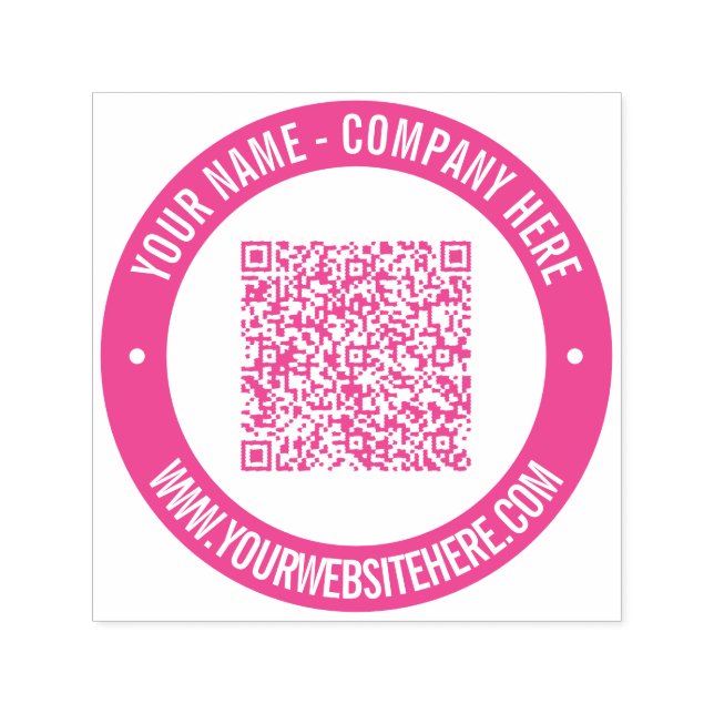 QR Code Name Website Business Self-inking Stamp (Design)
