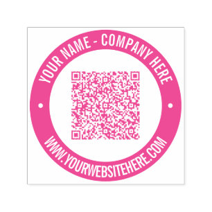 QR Code Name Website Colour Round Stamp Template
