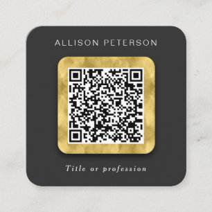 QR code networking simple modern gold Square Squar Business Card