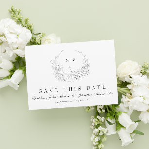 QR Code NON-PHOTO Classic Elegance Subtle Wreath Save The Date