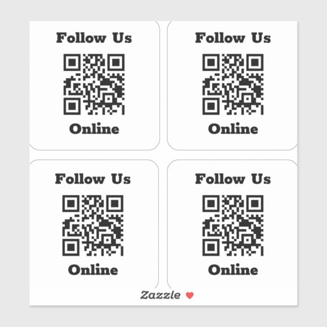 QR Code on 4 Stickers (Sheet)
