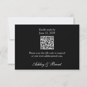 QR Code on Black Minimalist Classic RSVP Card