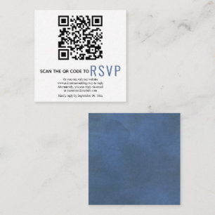 QR code online RSVP blue wedding Enclosure Card