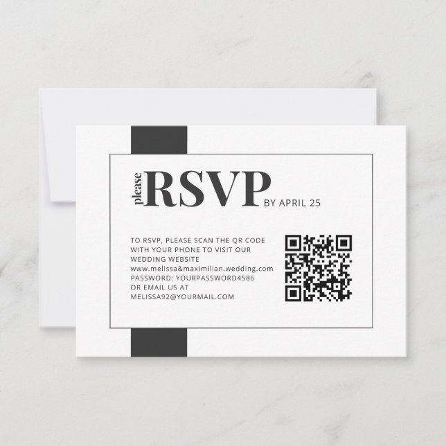 QR Code online RSVP bold minimal wedding (Front)