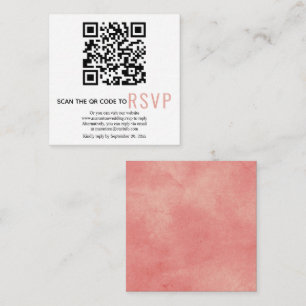 QR code online RSVP coral pink wedding Enclosure C Card