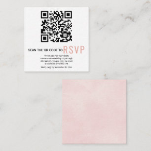 QR code online RSVP pink wedding Enclosure Card