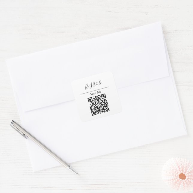 QR Code Online Rsvp Square Sticker (Envelope)