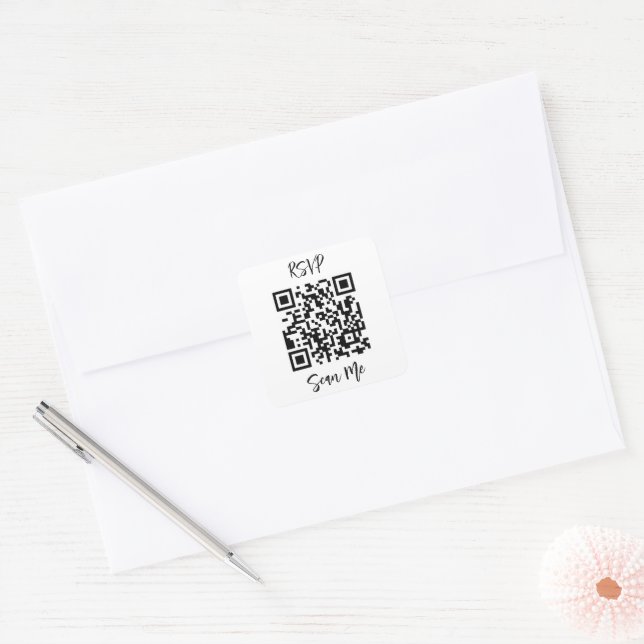 QR Code Online Rsvp Square Sticker (Envelope)
