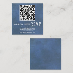 QR code online RSVP stained blue wedding Enclosure Card