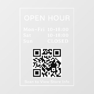 QR Code Open Hours White Texts door sign