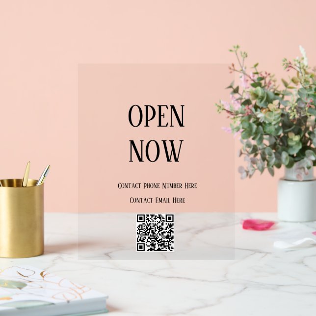 QR Code Open Sign Custom Typography Minimal Cool (Wedding)