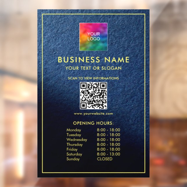 QR Code Opening Hours Custom Upload Your Logo Window Cling (Sheet 2)