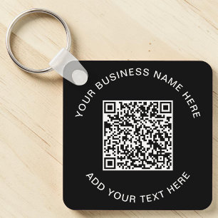 QR Code or Logo Black Promotional Key Ring