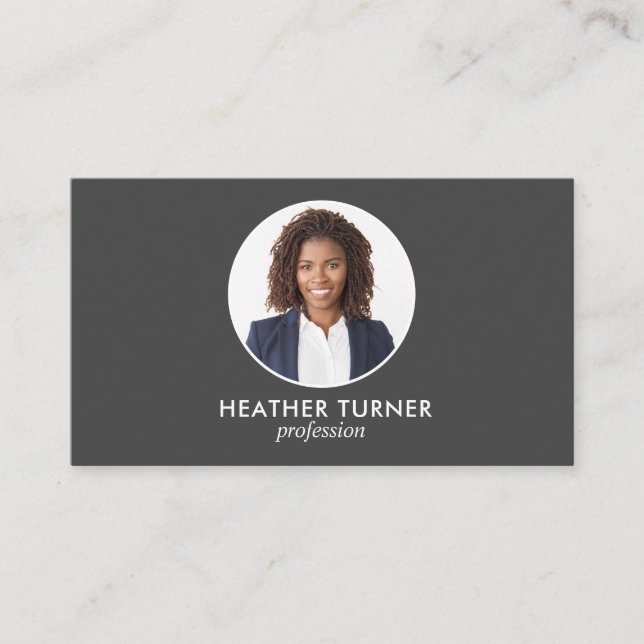 QR CODE or Logo Professional Headshot Photo GRAY Business Card (Front)