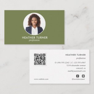 QR CODE or Logo Professional Headshot Photo Moss Business Card