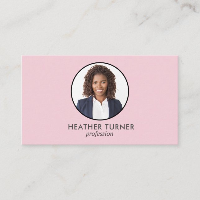 QR CODE or Logo Professional Headshot PINK PHOTO Business Card (Front)