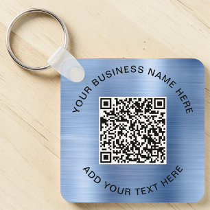 QR Code or Logo Promotional Blue Key Ring