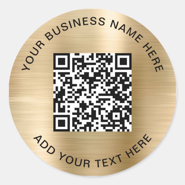 QR Code or Logo Promotional Gold Classic Round Sticker (Front)