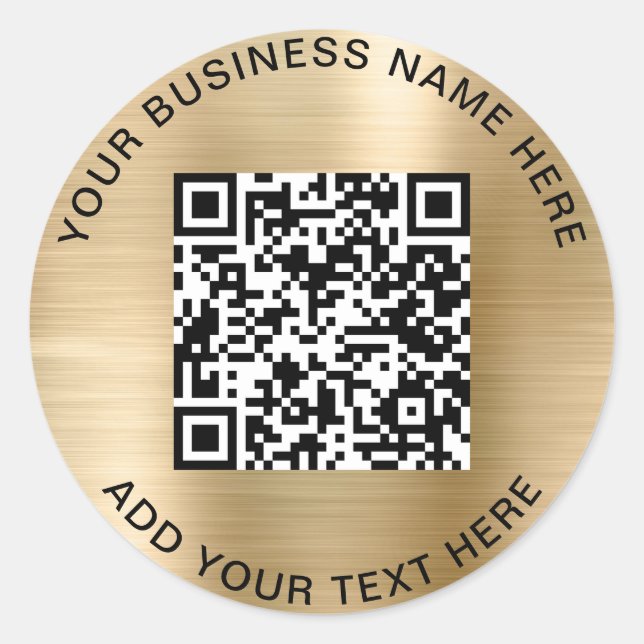 QR Code or Logo Promotional Gold Classic Round Sticker (Front)