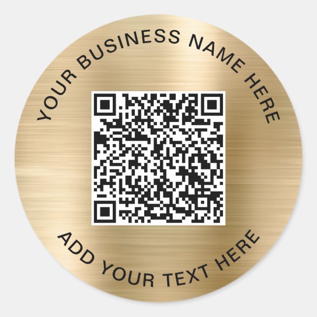 QR Code or Logo Promotional Gold Classic Round Sticker (Front)