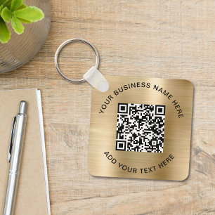 QR Code or Logo Promotional Gold Key Ring
