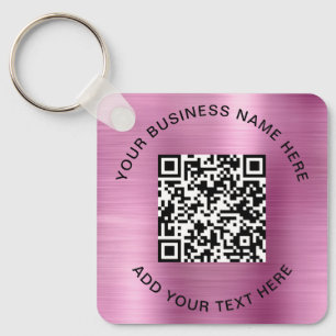 QR Code or Logo Promotional Pink Key Ring