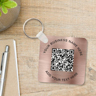 QR Code or Logo Promotional Rose Gold Key Ring