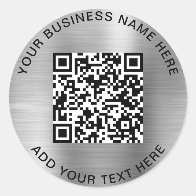 QR Code or Logo Promotional Silver Classic Round S Classic Round Sticker (Front)
