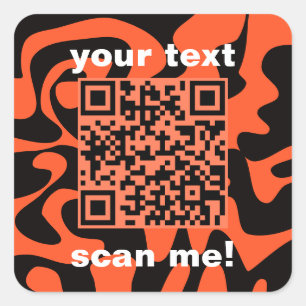 QR Code Orange And Black Bright Modern Square Square Sticker