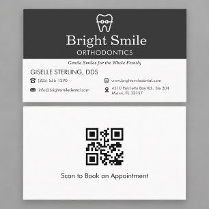 QR Code Orthodontist Office Braces Tooth Icon Business Card