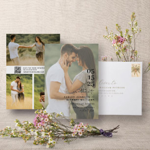 QR Code Overlay Modern 4 Photo Elegant Typography Save The Date