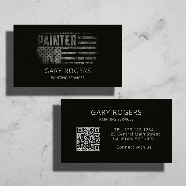 QR Code Painter American Flag Business Card (Creator Uploaded)