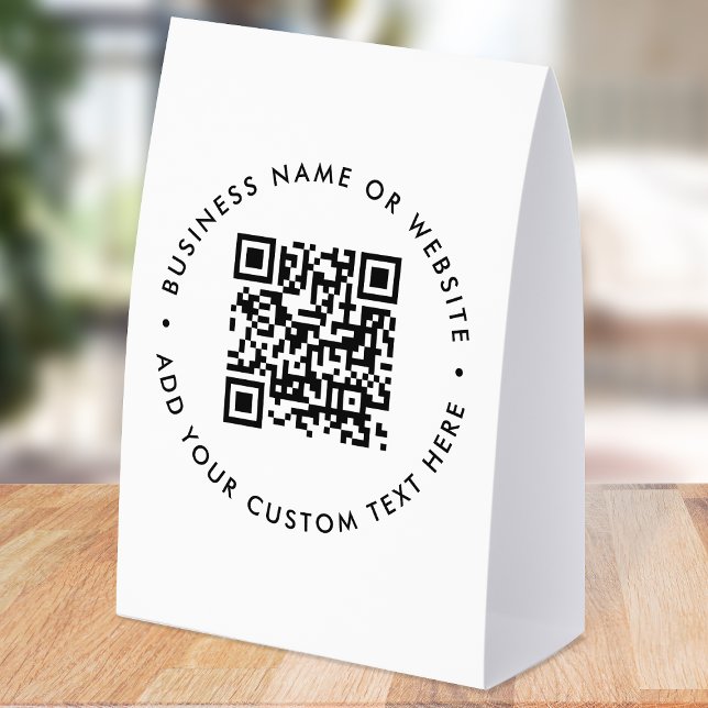 QR Code Paper Table Tent | Business Tabletop Sign (Interactive editable QR code tabletop signs to promote your business, products or services.)