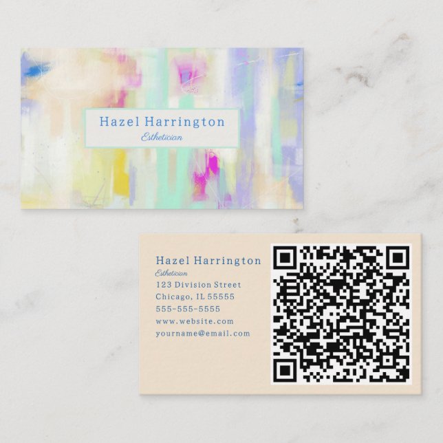QR Code Pastel Business Card Artistic (Front/Back)