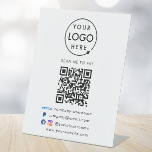 QR Code Pay Venmo Paypal Payment Business Logo Pedestal Sign