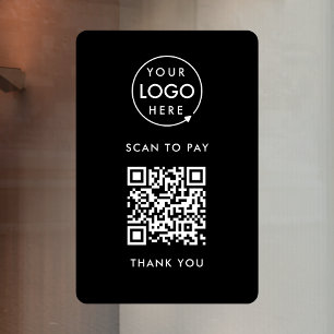 QR Code Payment Black Logo Contactless Window Cling