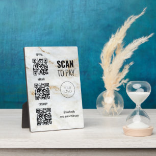 QR Code Payment Business Logo Marble Professional Plaque