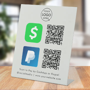 QR Code Payment CashApp Paypal Scan to Pay Grey Pedestal Sign