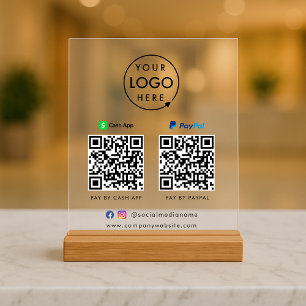 QR Code Payment   CashApp Paypal Scan to Pay Logo Acrylic Sign