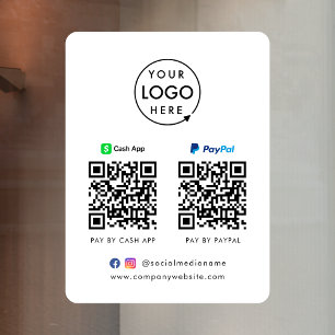 QR Code Payment   CashApp Paypal Scan to Pay Logo Window Cling